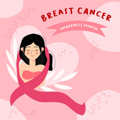 vector illustration of breast cancer awareness month concept