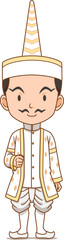 Fototapeta premium Cartoon character of Thai Angel male in white brahmin dress.