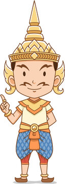 Cartoon character of traditional Thai angel male.