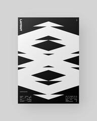 Abstract Poster Design. Vertical A4 format. Modernism brochure. Refraction and Distortion Glass Effect. Minimal illustration brutalism inspired.	