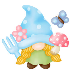 Watercolor Gnome garden Clipart