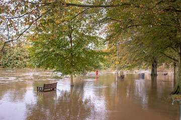 Flood waters in the city of Hereford.