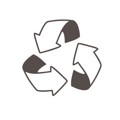 hand drawn triangular swirl arrow recycling concept