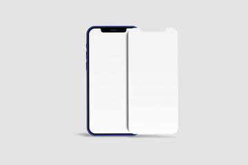 Realistic mobile phone and screen mockup. Isolated stock illustration