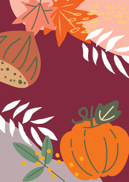シンプル、おしゃれな秋イメージの背景イラスト