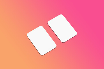Realistic blank white card round corner isolated illustration for mockup