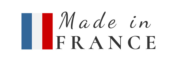 made in france sign vector design. product emblem. handwritten flag ribbon typography lettering logo label banner