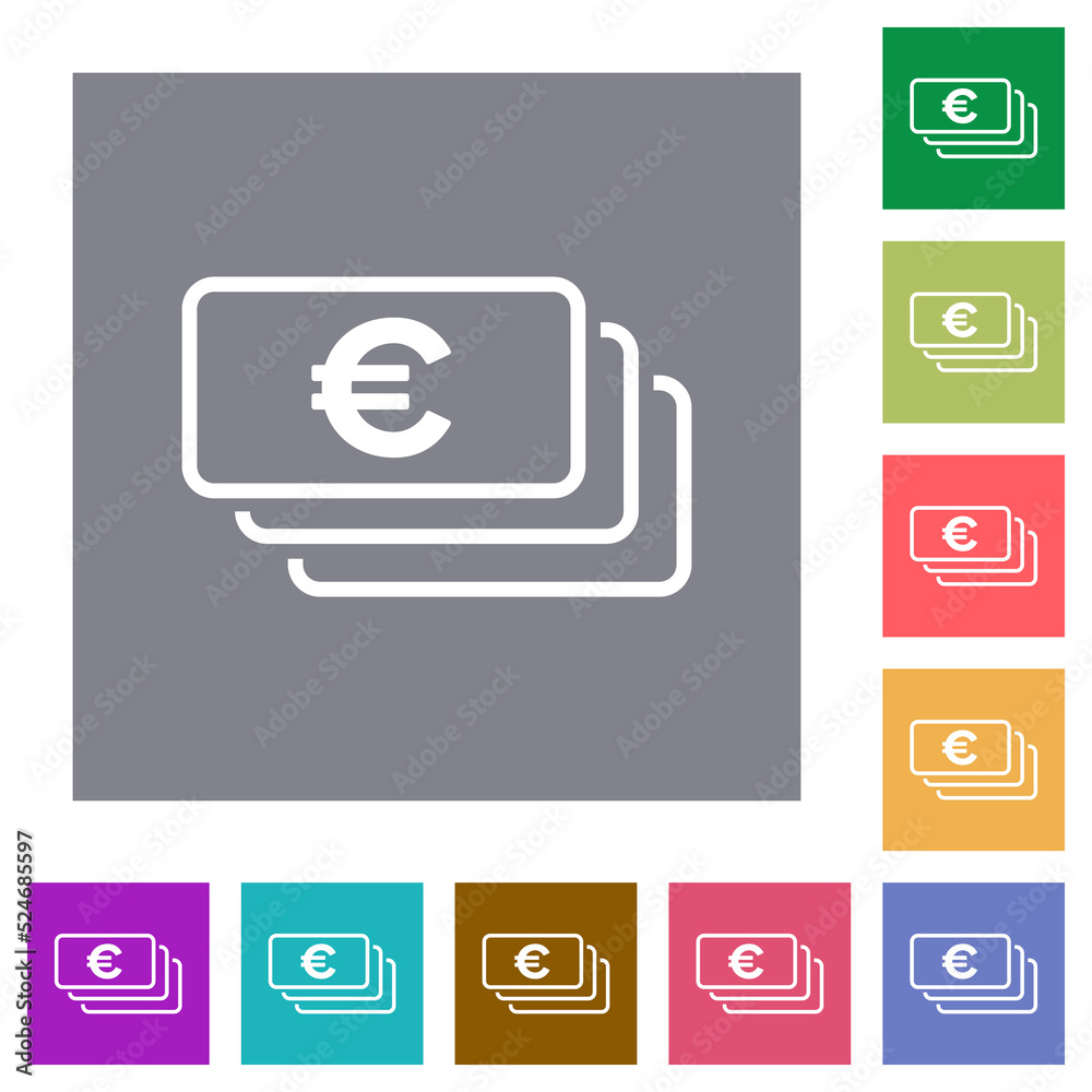 Wall mural european euro banknotes outline square flat icons