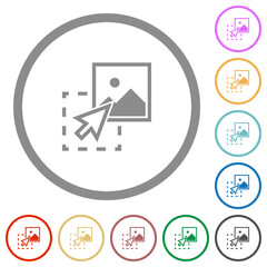 Obraz premium Drag image to upload flat icons with outlines