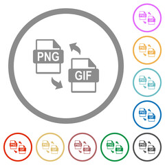 PNG GIF file conversion flat icons with outlines