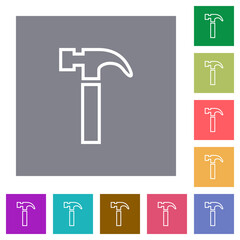 Hammer outline square flat icons