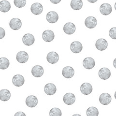 Planet earth engraved seamless pattern. Vintage sphere of world in hand drawn style.