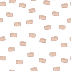 Chef hat engraved seamless pattern. Kitchen small element in hand drawn style.