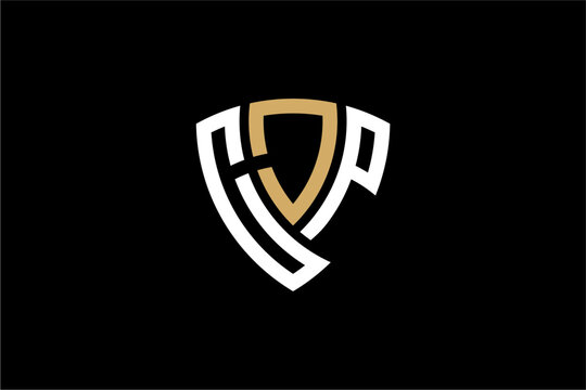 CJP creative letter shield logo design vector icon illustration