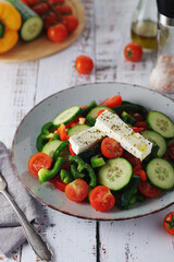 Traditional Greek salad on the plate	