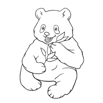 Coloring page for book with cute cartoon panda. Educational kids activity page and worksheet with little bear. Cartoon Isolated on white background vector illustration.
