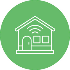 Smart House Multicolor Circle Line Inverted Icon