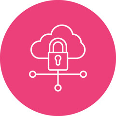 Cloud Lock Multicolor Circle Line Inverted Icon