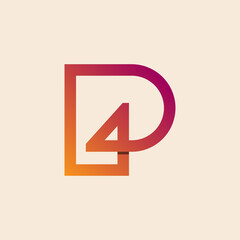 combined alphabet letter and number 4P, P4 logo design