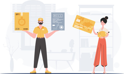 Parcel delivery concept. Vector. Trendy cartoon style.