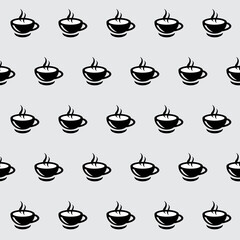 Coffee Cup Seamless Pattern, Coffe Beans Background