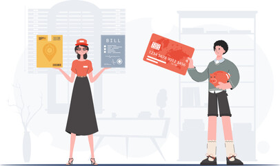 Parcel delivery. trendy style. Vector.