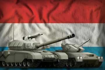 Luxembourg tank forces concept on the national flag background. 3d Illustration