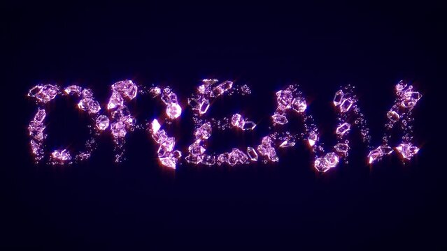 dream - text made of shining pink diamonds, isolated - loop video