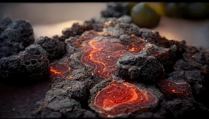 Foto op Canvas lava flowing down a hill. 3d rendering. © Яна Деменишина
