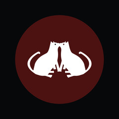 Two white circle cat animal logo 