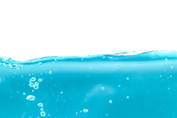 Water surface side view with bubbles and waves in the isolated background.
