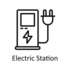 Electric Station vector Outline Icon Design illustration on White background. EPS 10 File