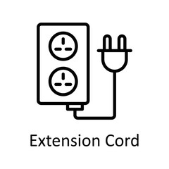 Extension Cord vector Outline Icon Design illustration on White background. EPS 10 File