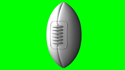 White rugby ball on green chroma key background.
3D illustration.