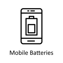 Mobile Batteries vector Outline Icon Design illustration on White background. EPS 10 File