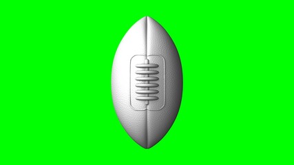 White rugby ball on green chroma key background.
3D illustration.
