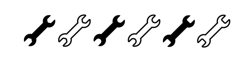 wrench icon set. Spanner symbol. flat style - stock vector.
