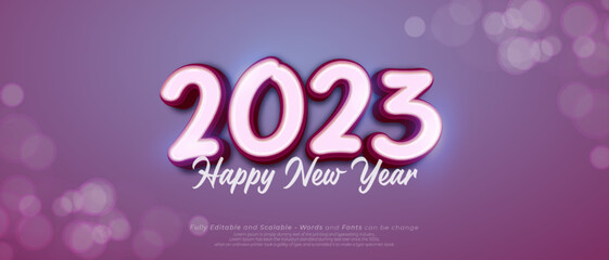 Editable text effect happy new year 2023 with 3d effect text style concept