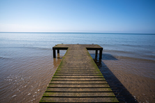 Mooring Jetty at Seascale beach in Cumbria, England