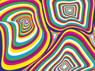 Fototapeta na wymiar Печатьvector, pattern, illustration, design, art, texture, illusion, optical illusion, color, psychedelic, colorful, wave, colors, line, rainbow