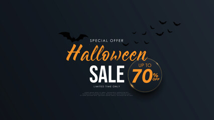 Halloween sale banner. Modern minimal design for Sales. Vector illustration. - obrazy, fototapety, plakaty