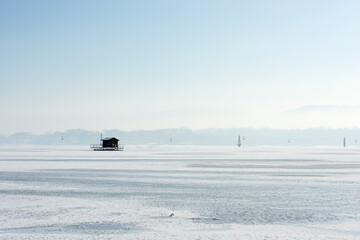 frozen lake,winter amazing landscape