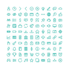 collection of 100 icons,  web icon, business, social media