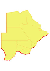 Illustration of the map of Botswana with Unitary District, Region, Province, Municipality, Federal District, Division, Department, Commune Municipality, Canton Map 3D