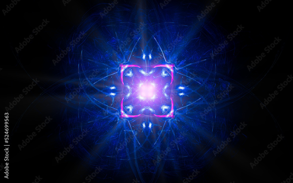 Aufkleber digital illustration abstract image generated fractal background image portal pattern of various geometric shapes and lines of various colors for computer graphics or web design