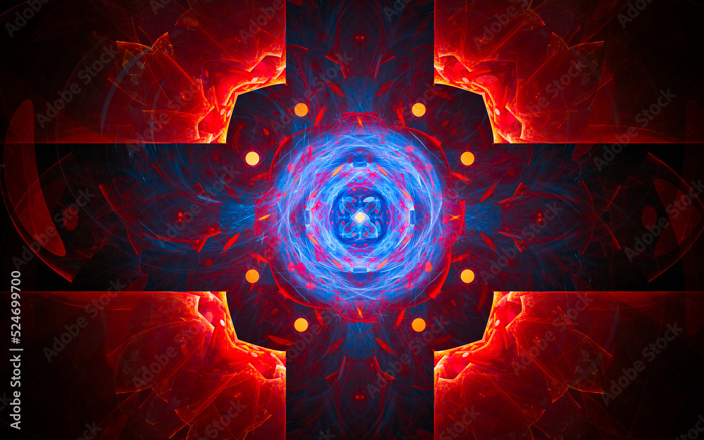 Aufkleber digital illustration abstract image generated fractal background image wallpaper pattern of various geometric shapes and lines of various colors for computer graphics or web design