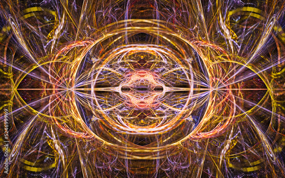 Aufkleber digital illustration abstract image generated fractal background image wallpaper pattern of various geometric shapes and lines of various colors for computer graphics or web design