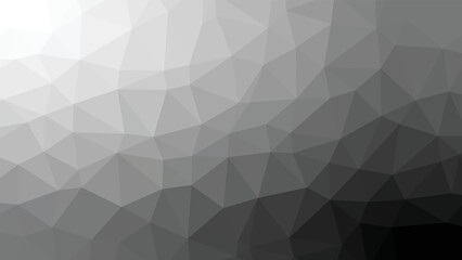Fototapeta premium Abstract low poly triangle pattern in grayscale with a smooth dark gradient background.
