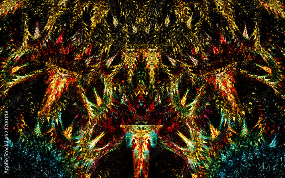 Aufkleber digital illustration abstract image generated fractal background image wallpaper pattern of various geometric shapes and lines of various colors for computer graphics or web design