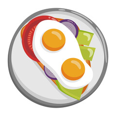 Vector flat illustration of an egg sandwich. Healthy breakfast.